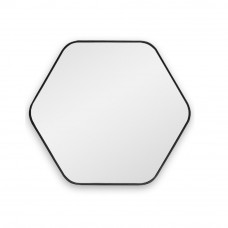 Шестиугольное зеркало в стиле минимализм в чёрной тонкой раме Hexagon S Black (Хексаген)  Smal 60*54 см 